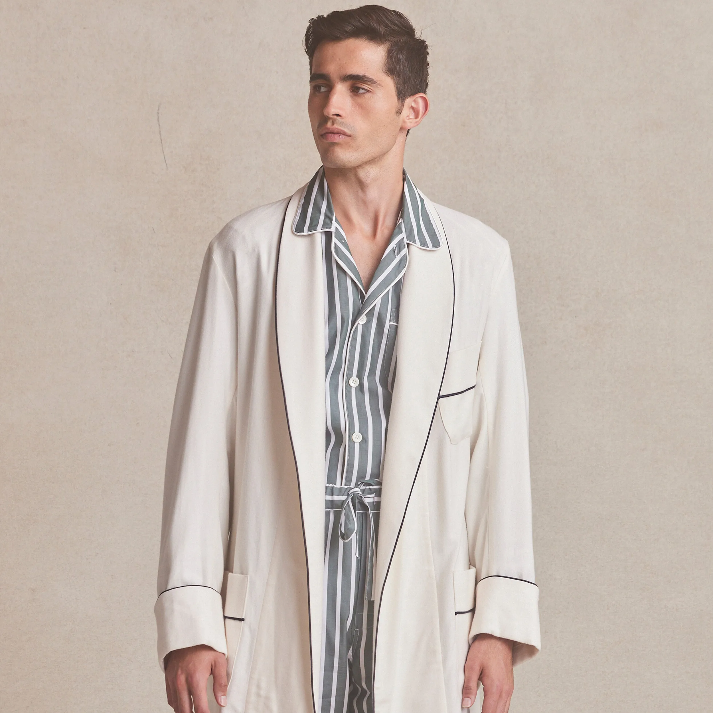 Cream Unlined Brushed Cotton Dressing Gown
