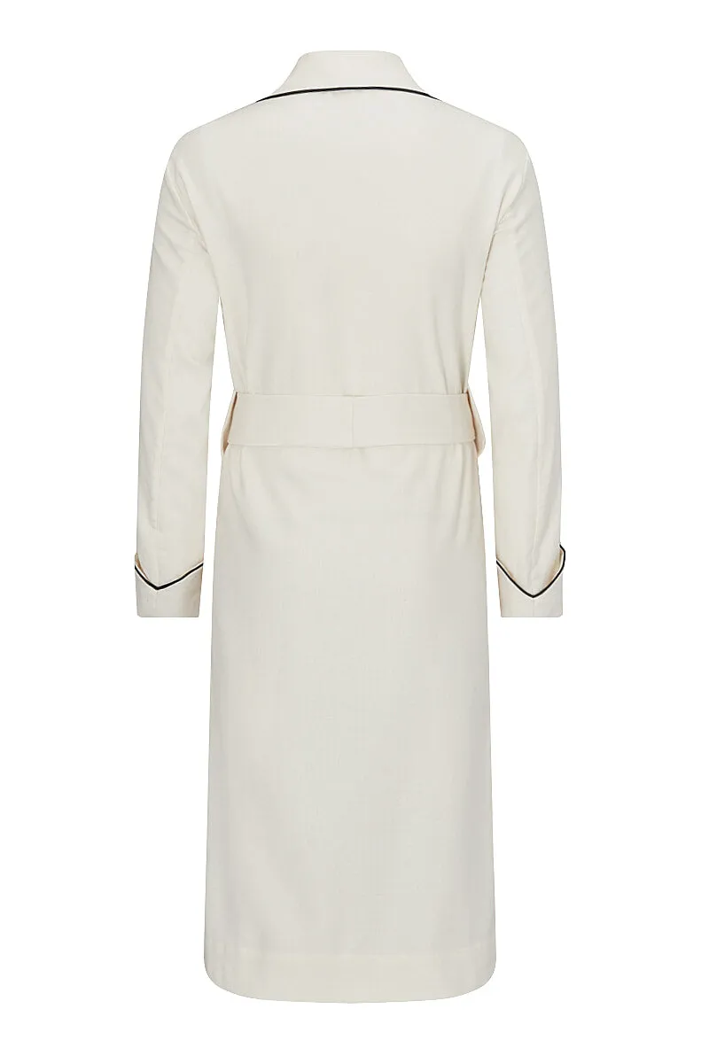 Cream Unlined Brushed Cotton Dressing Gown