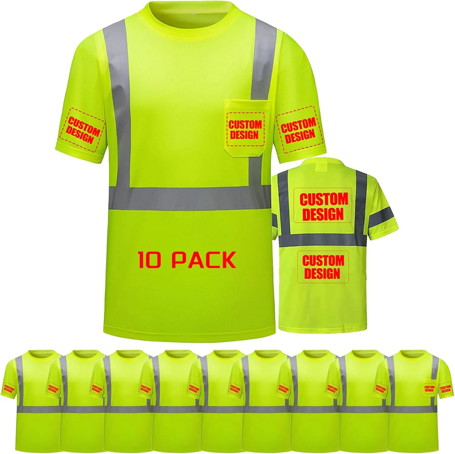 Custom Logo Shirts,Mens Neon Quick Dry T-Shirts,Customized Shirts Short Sleeve Tshirts