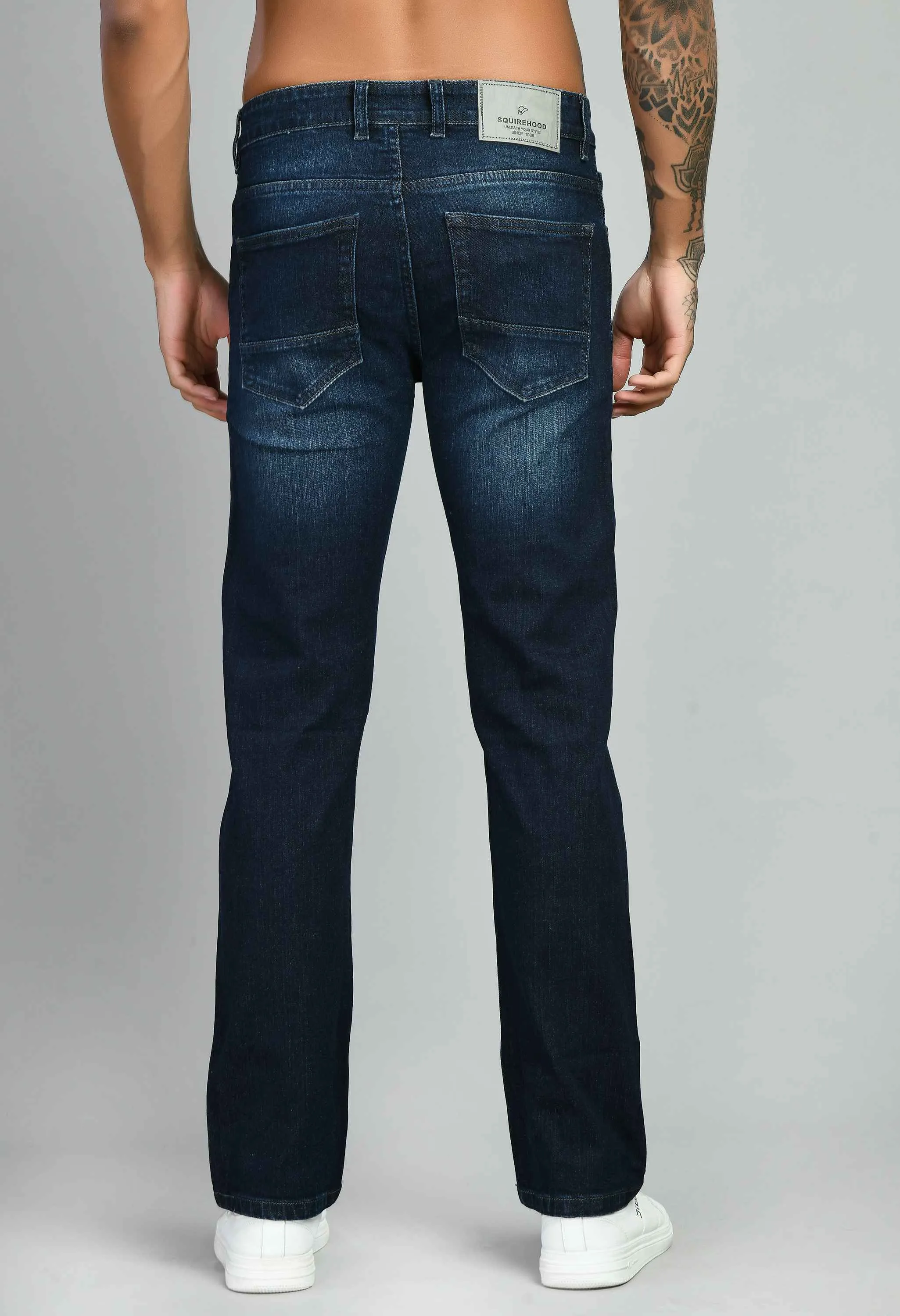 Dark Blue Lycra Straight Fit Jeans