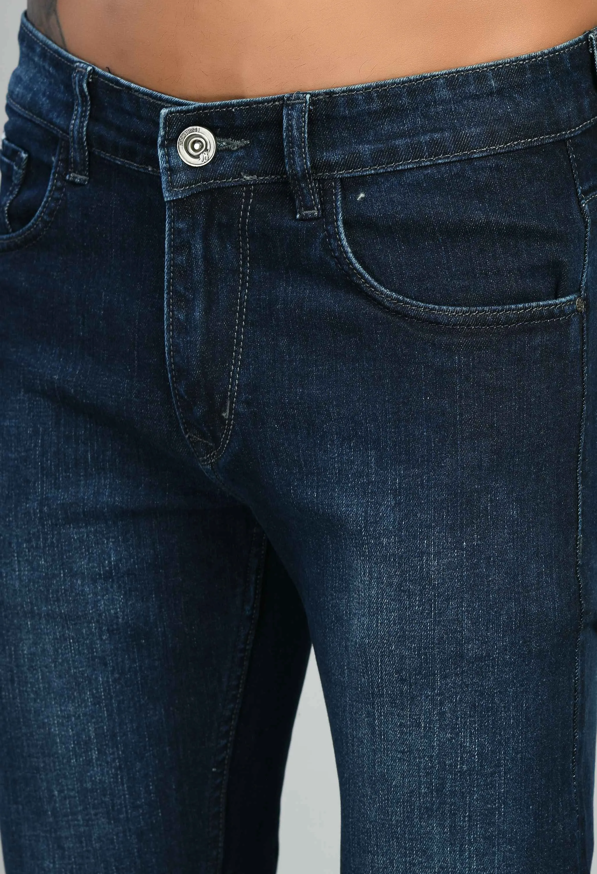 Dark Blue Lycra Straight Fit Jeans