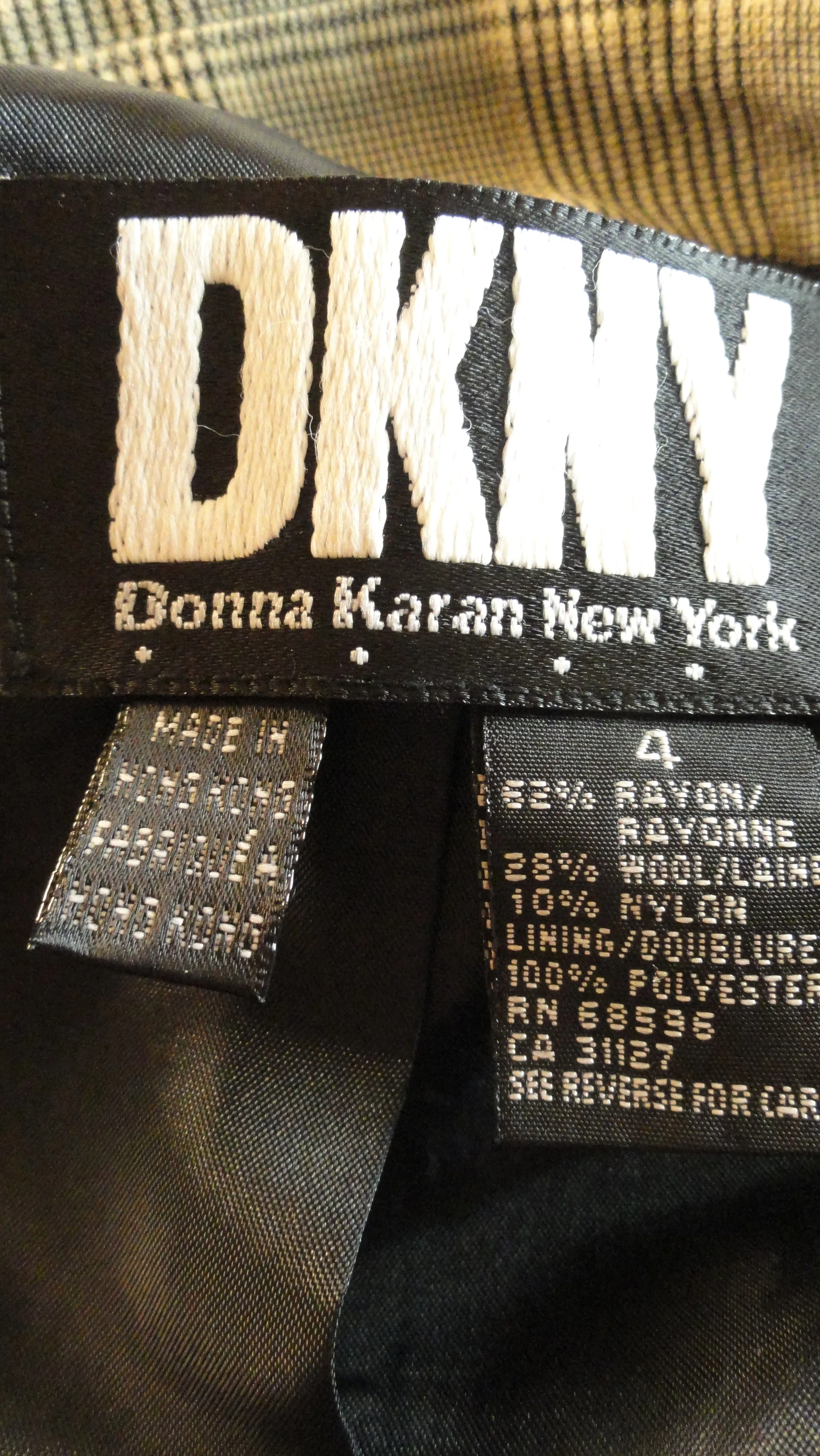 DKNY 70's Blazer Glen Plaid unusual Collar Size 4 SKU 000052