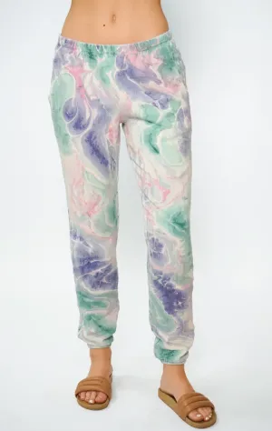 Electric & Rose Siesta Sweatpant in Marble Lavender/Jade