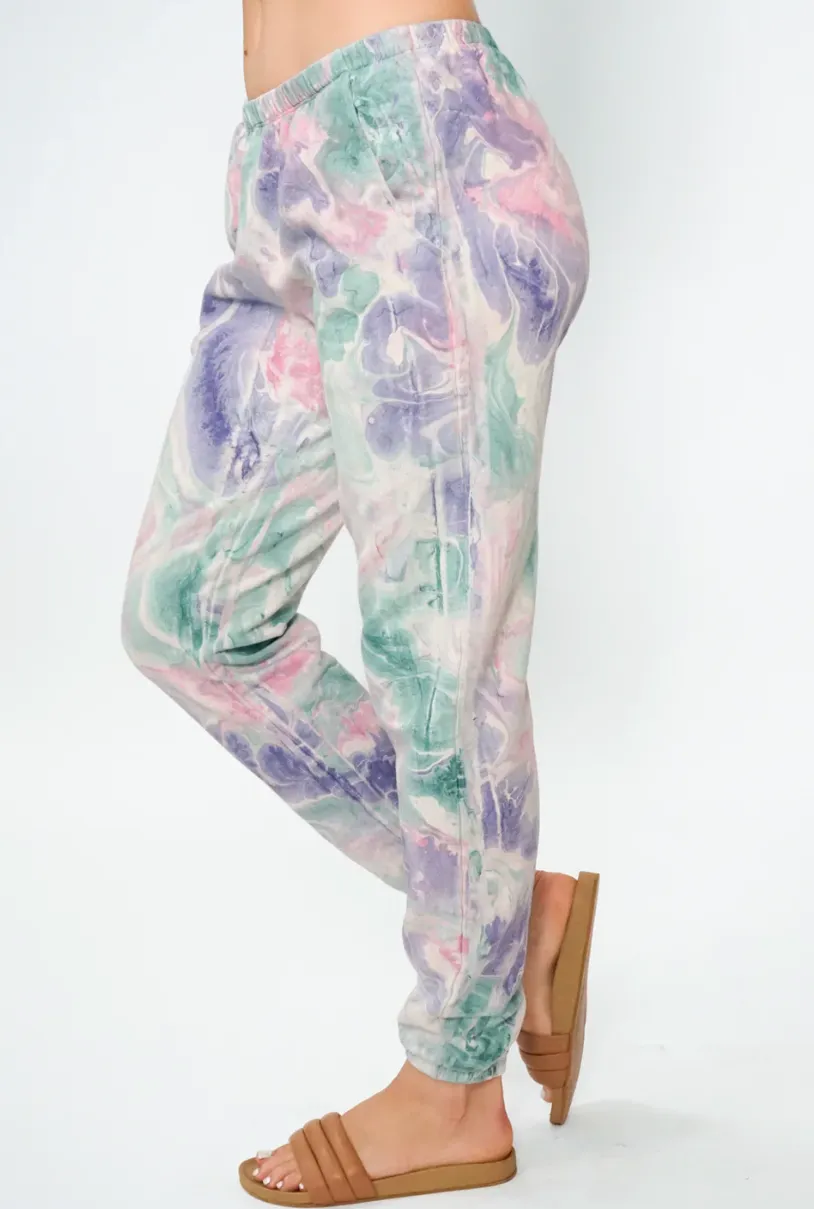 Electric & Rose Siesta Sweatpant in Marble Lavender/Jade