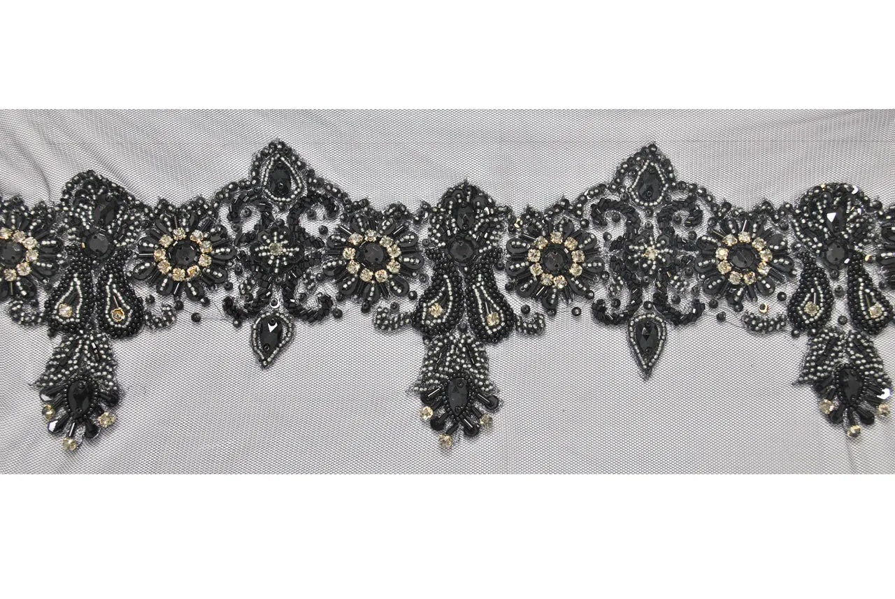 Elegant Beaded Mesh Trim