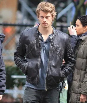 Elegant Black Leather Jacket Worn By John Young | John Young Elegant Black Leather Jacket