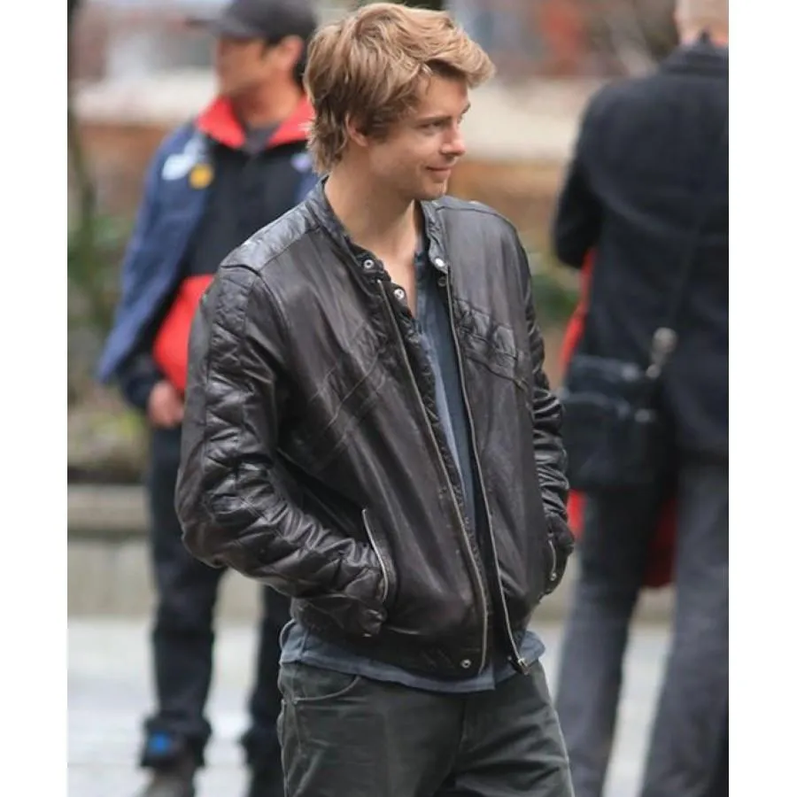 Elegant Black Leather Jacket Worn By John Young | John Young Elegant Black Leather Jacket