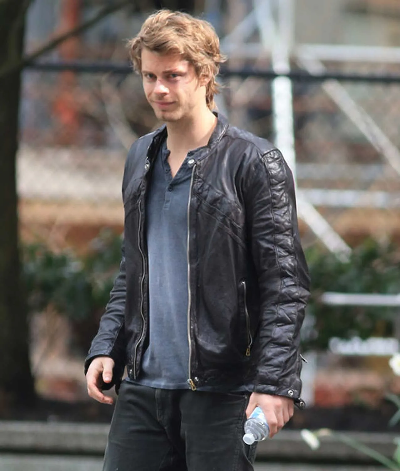 Elegant Black Leather Jacket Worn By John Young | John Young Elegant Black Leather Jacket