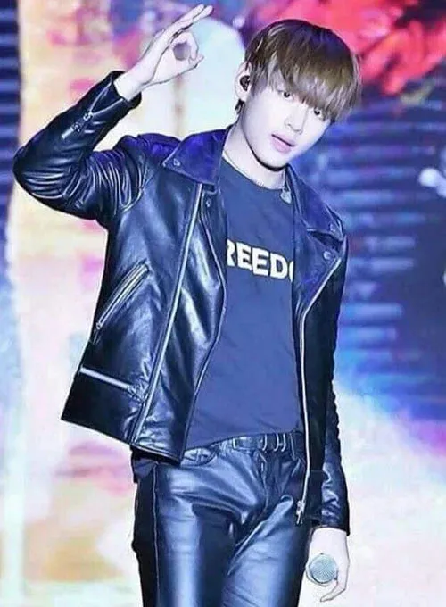 Elegant Black Leather Jacket Worn By Kim Taehyung | Kim Taehyung Elegant Black Leather Jacket