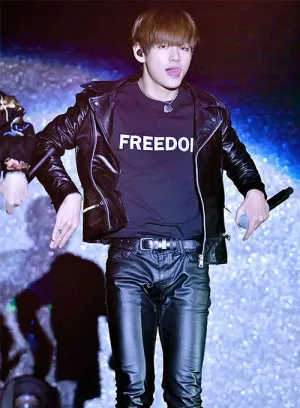 Elegant Black Leather Jacket Worn By Kim Taehyung | Kim Taehyung Elegant Black Leather Jacket