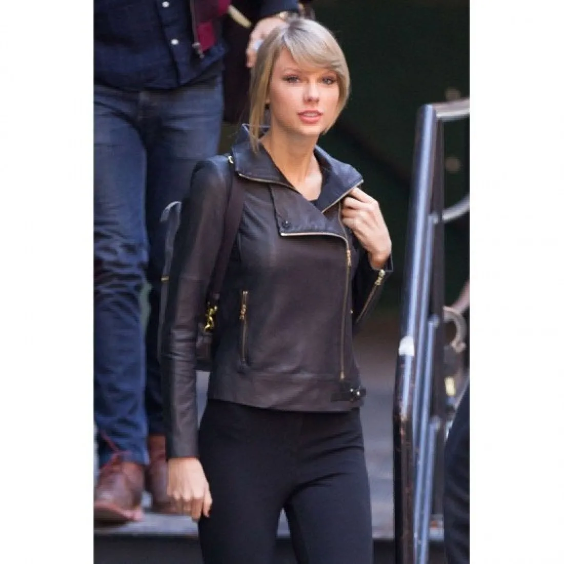 Elegant Black Leather Jacket Worn By Taylor Swift | Taylor Swift Elegant Black Leather Jacket