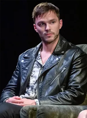 Elegant Black Real Leather Jacket Worn By Nicholas Hoult's | Nicholas Hoult's Elegant Black Real Leather Jacket