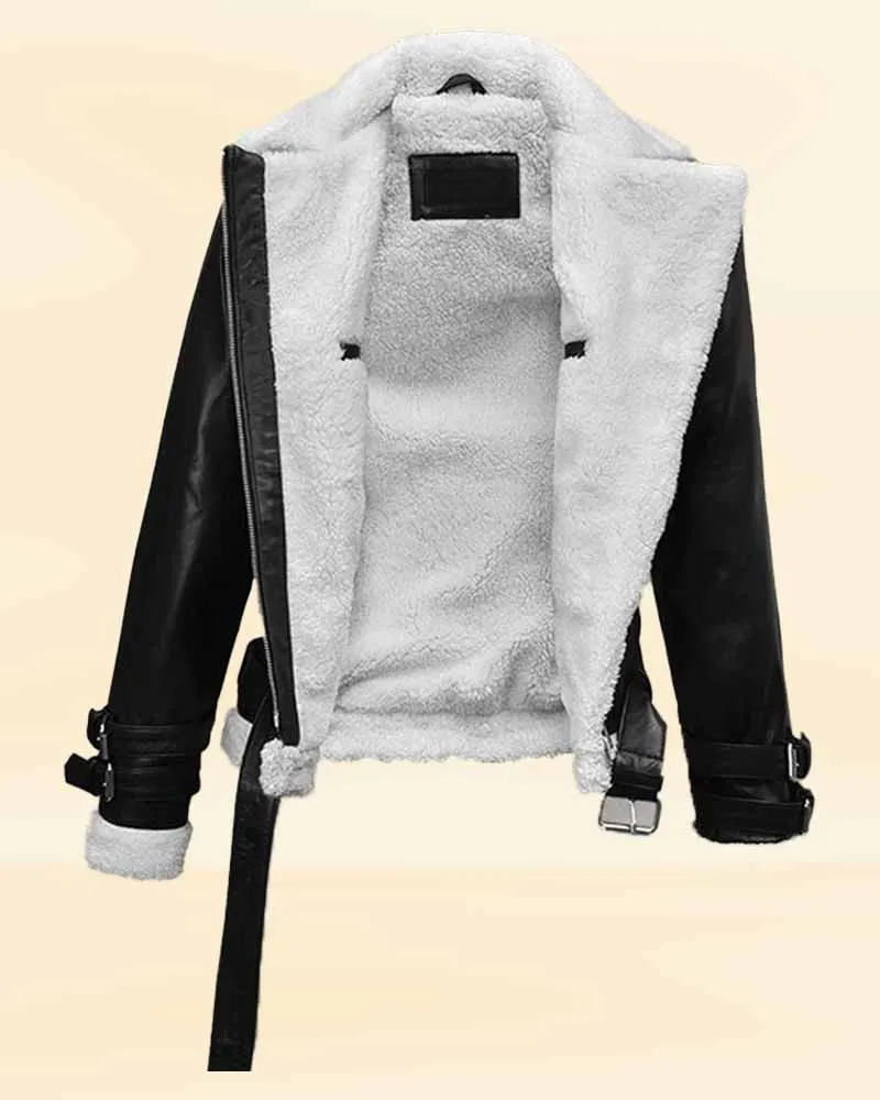 Elegant Faux Fur Leather Jacket Worn By Rita Ora | Rita Ora Elegant Faux Fur Leather Jacket