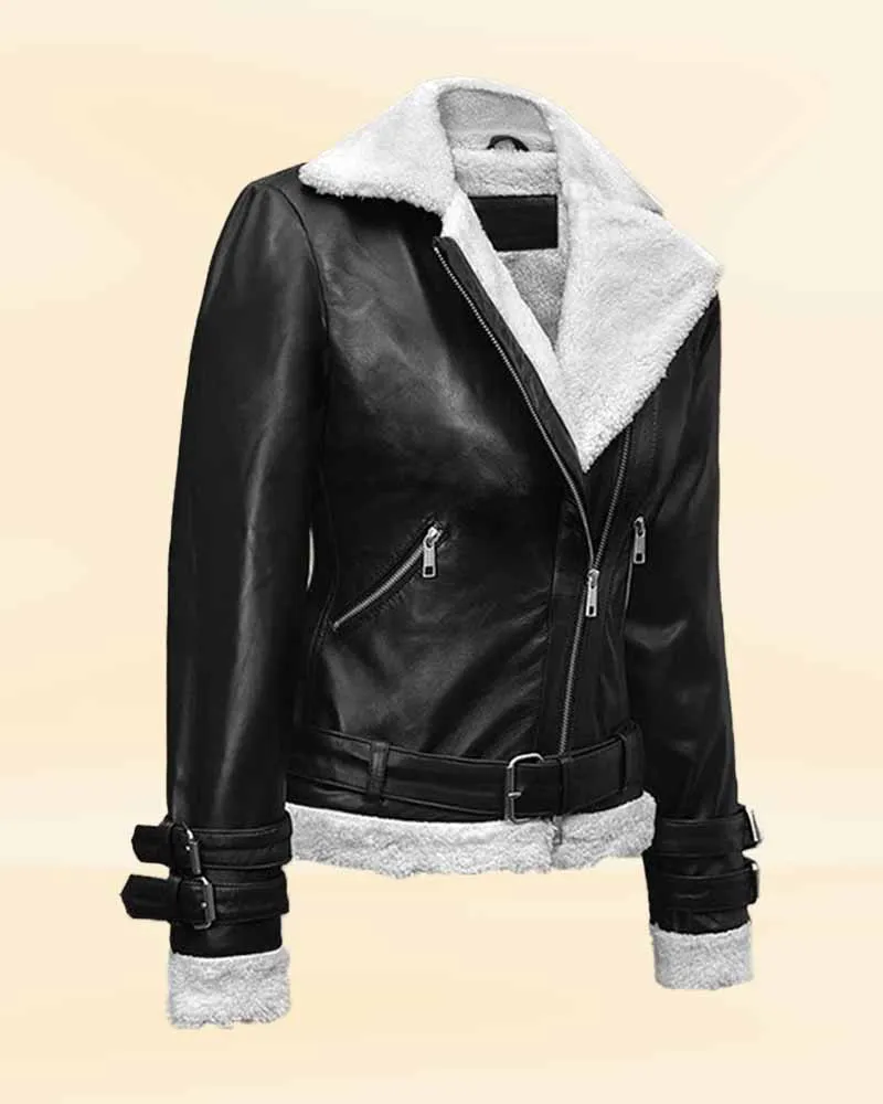 Elegant Faux Fur Leather Jacket Worn By Rita Ora | Rita Ora Elegant Faux Fur Leather Jacket