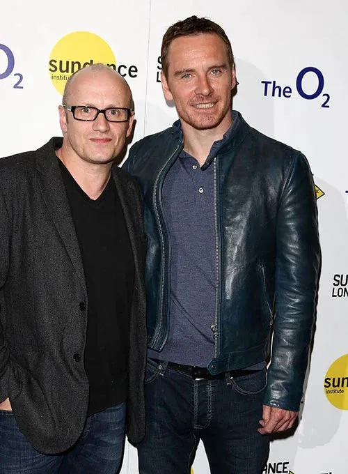 Elegant Navy Blue Leather Jacket Worn By Micheal Fassbender's | Micheal Fassbender's Elegant Navy Blue Leather Jacket