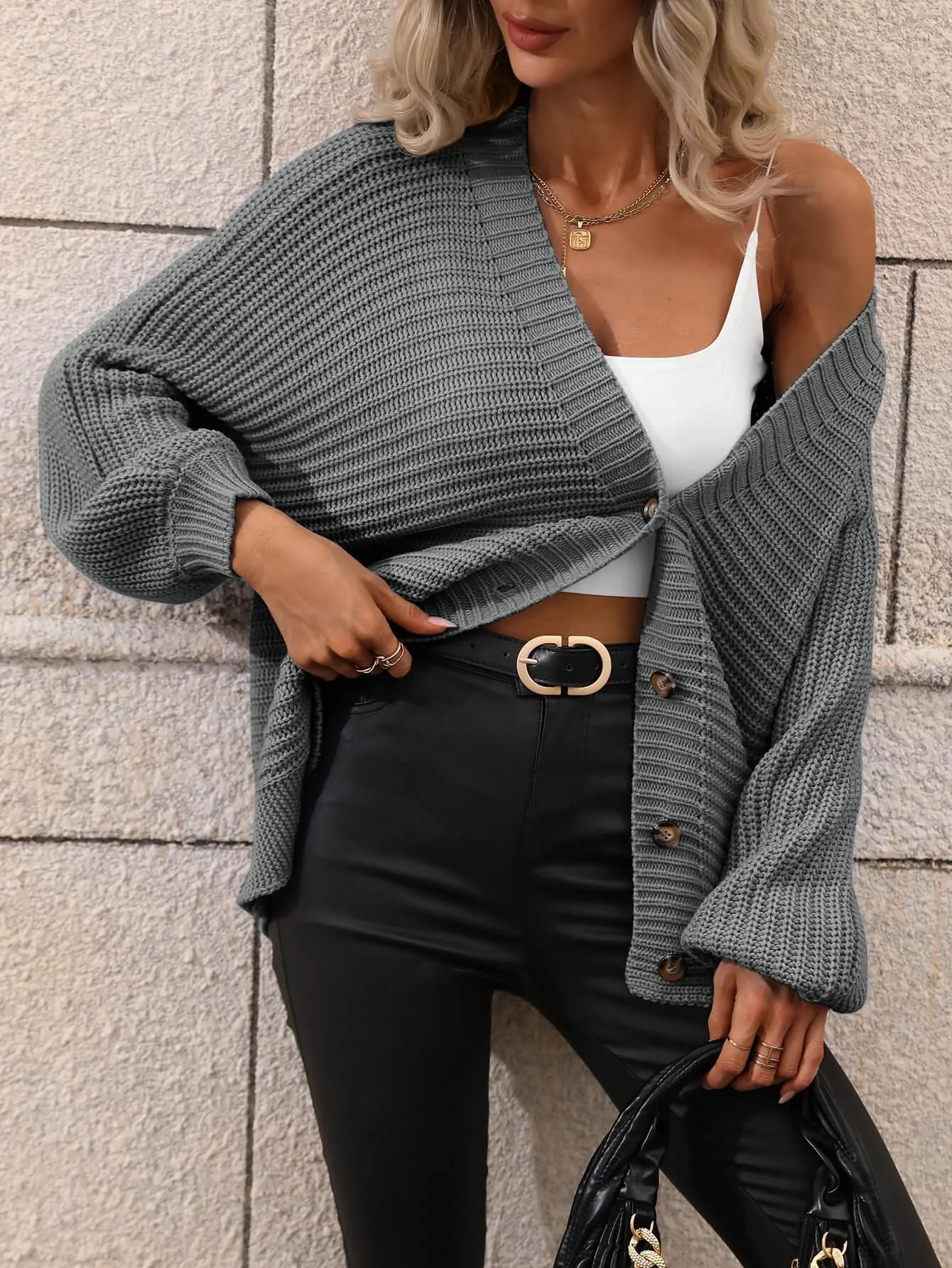 Fantastic Time Horizontal-Ribbing Longline Cardigan