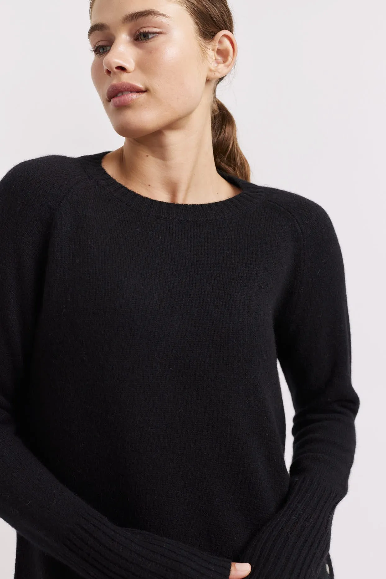 Fifi Crew Cashmere Sweater in Black