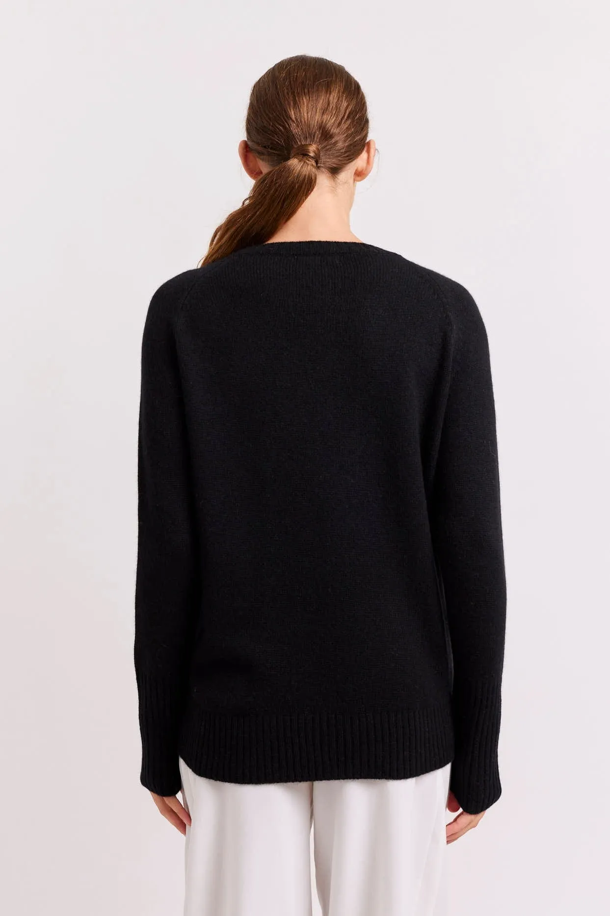 Fifi Crew Cashmere Sweater in Black