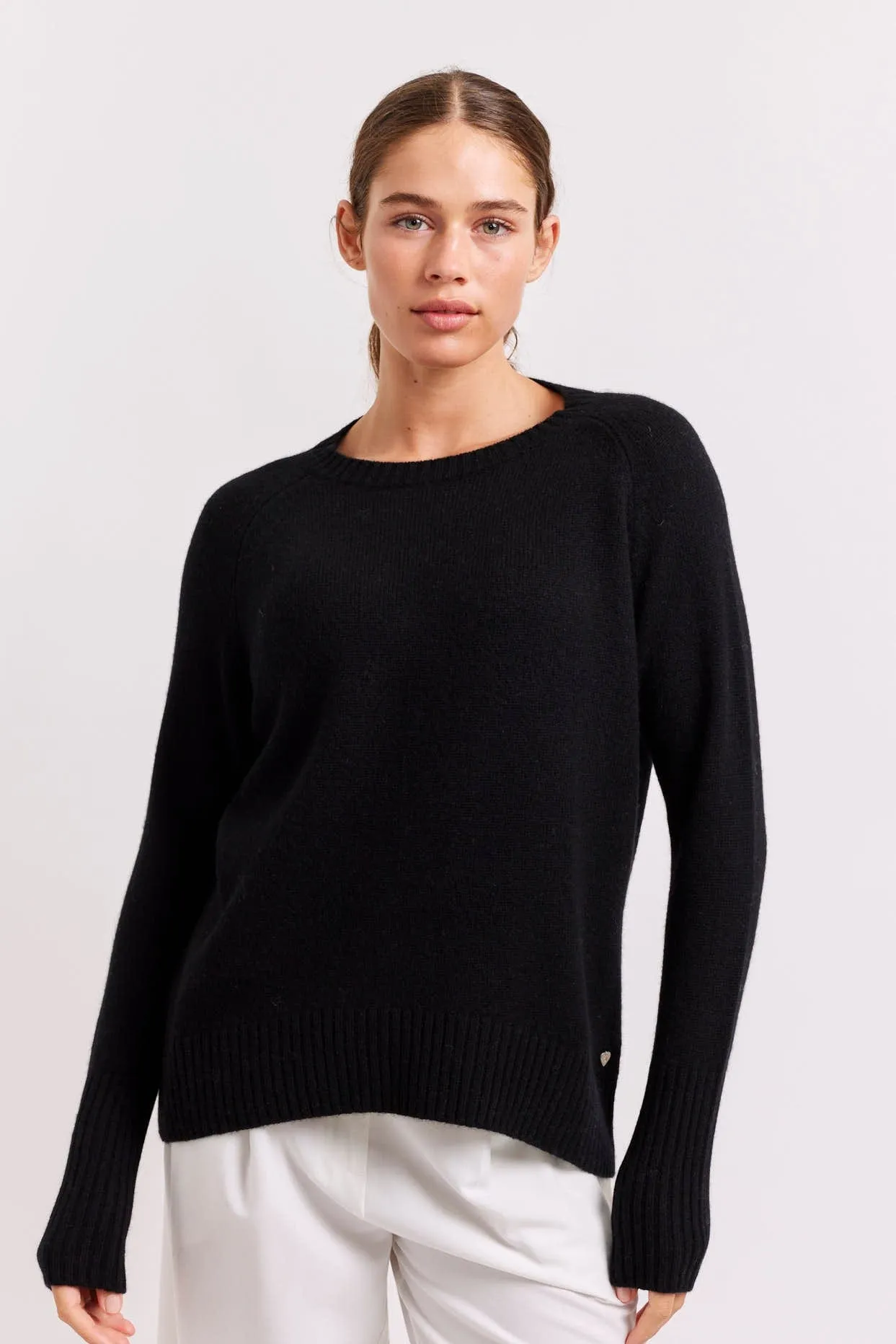 Fifi Crew Cashmere Sweater in Black