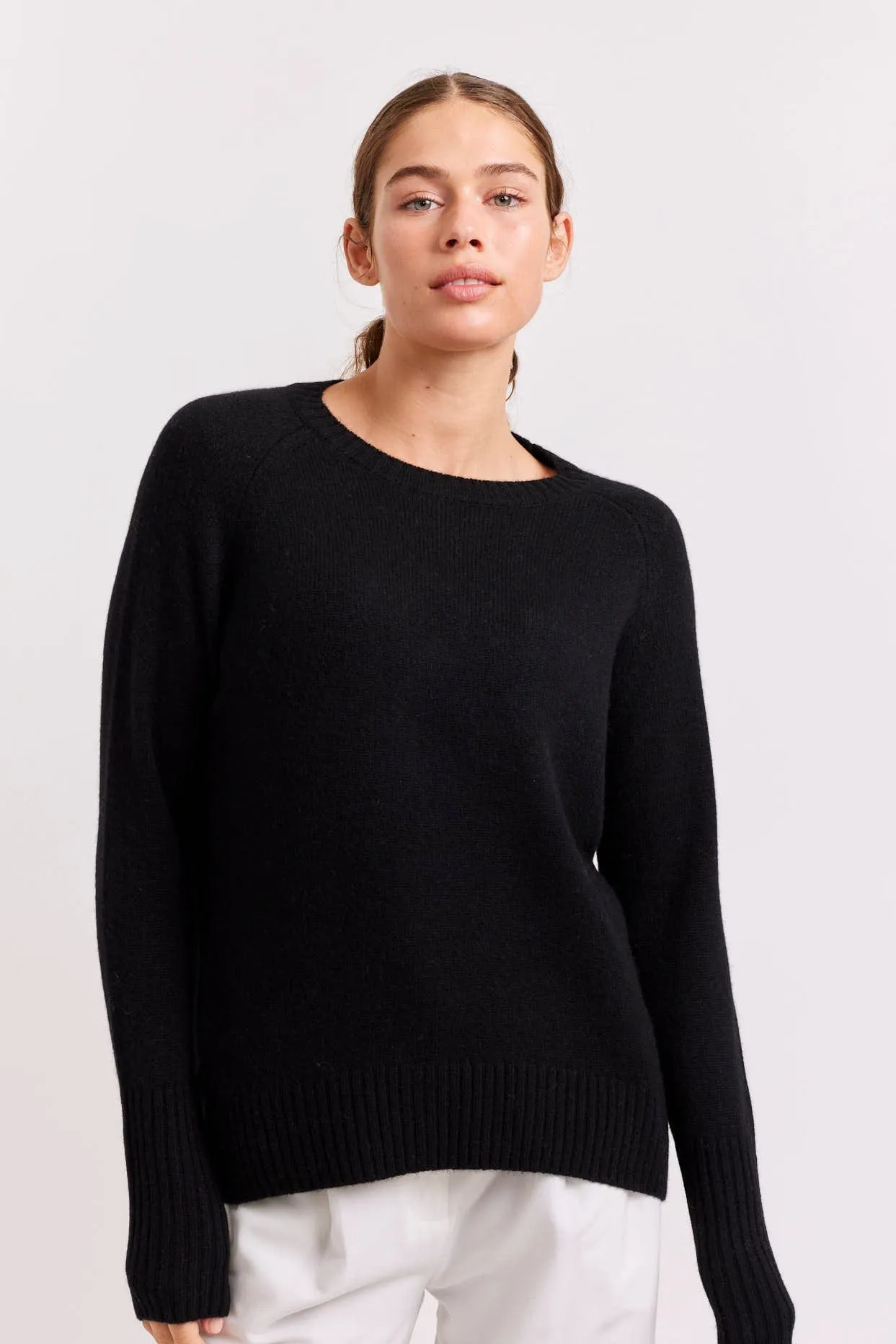 Fifi Crew Cashmere Sweater in Black