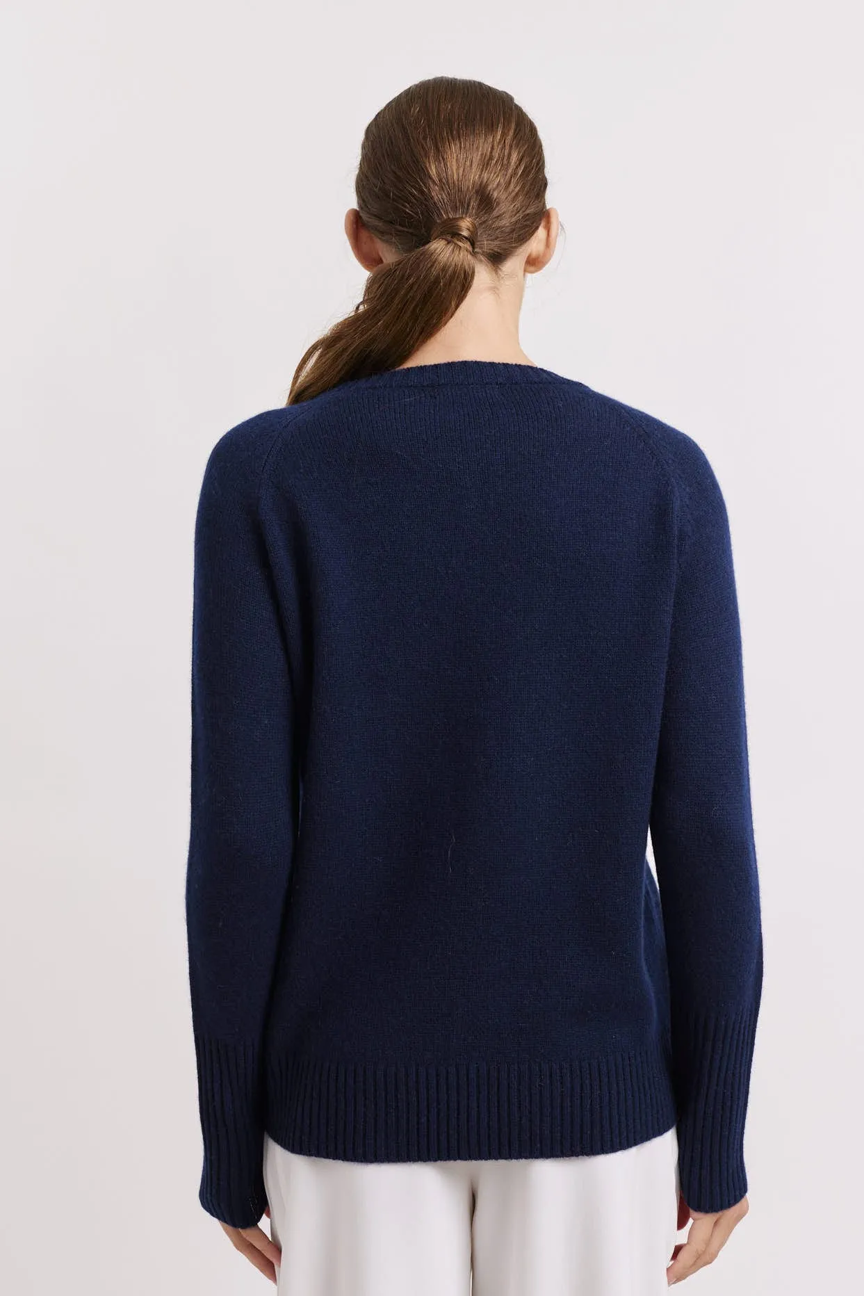Fifi Crew Cashmere Sweater in Navy