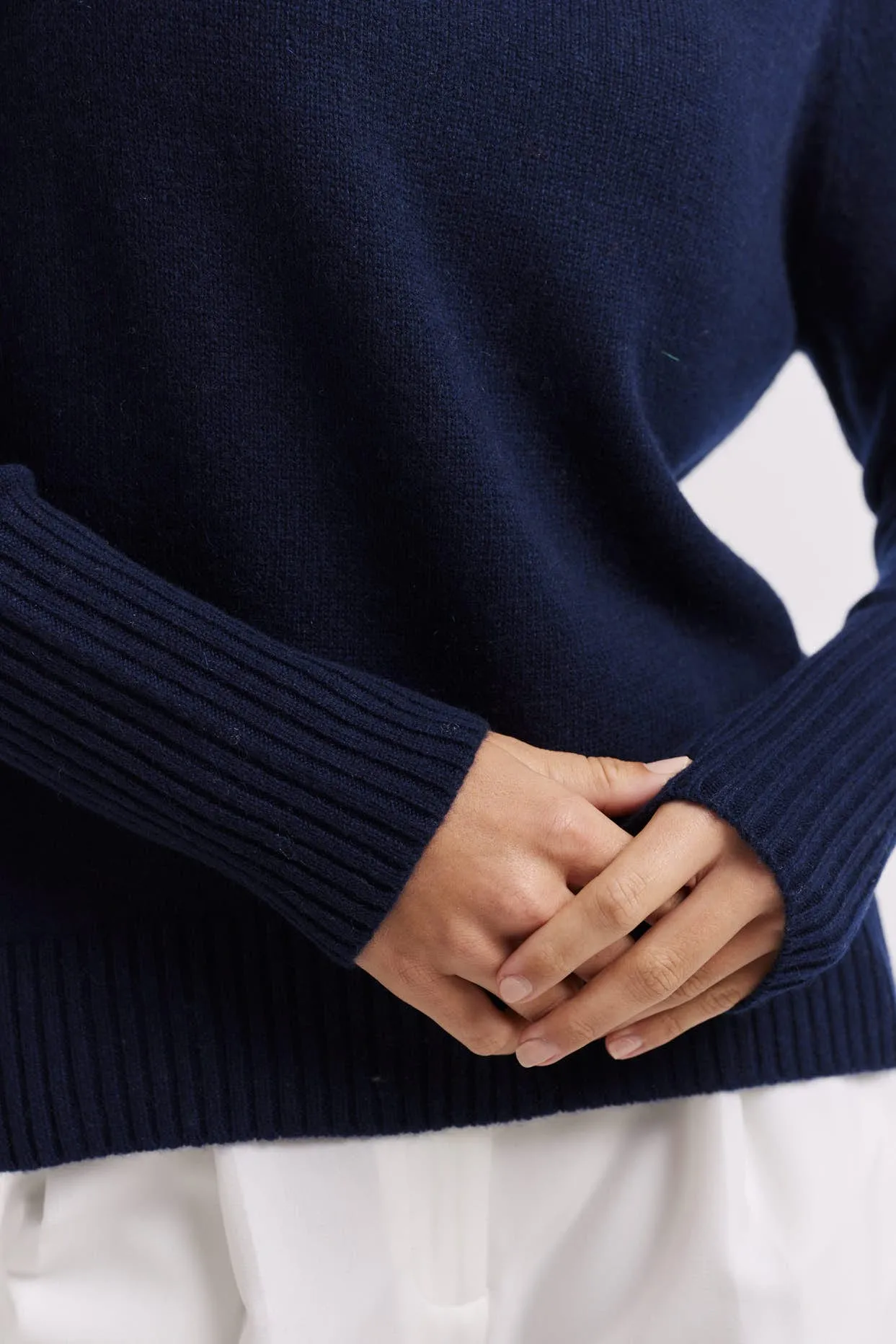 Fifi Crew Cashmere Sweater in Navy