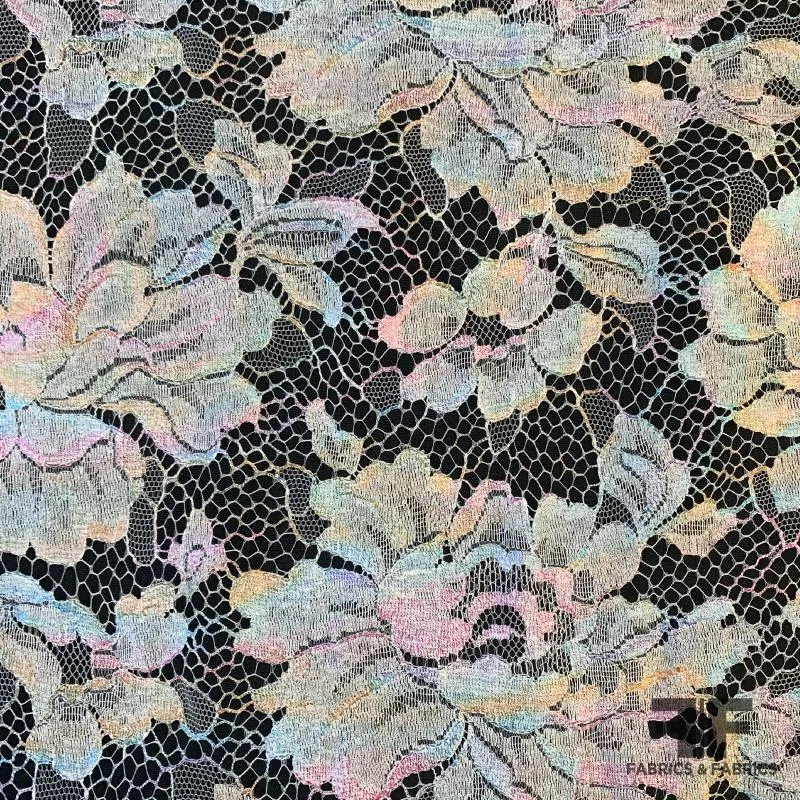 French Chantilly Lace  Metallic - Multicolor