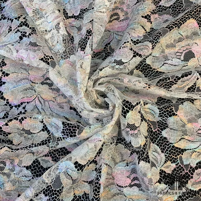 French Chantilly Lace  Metallic - Multicolor