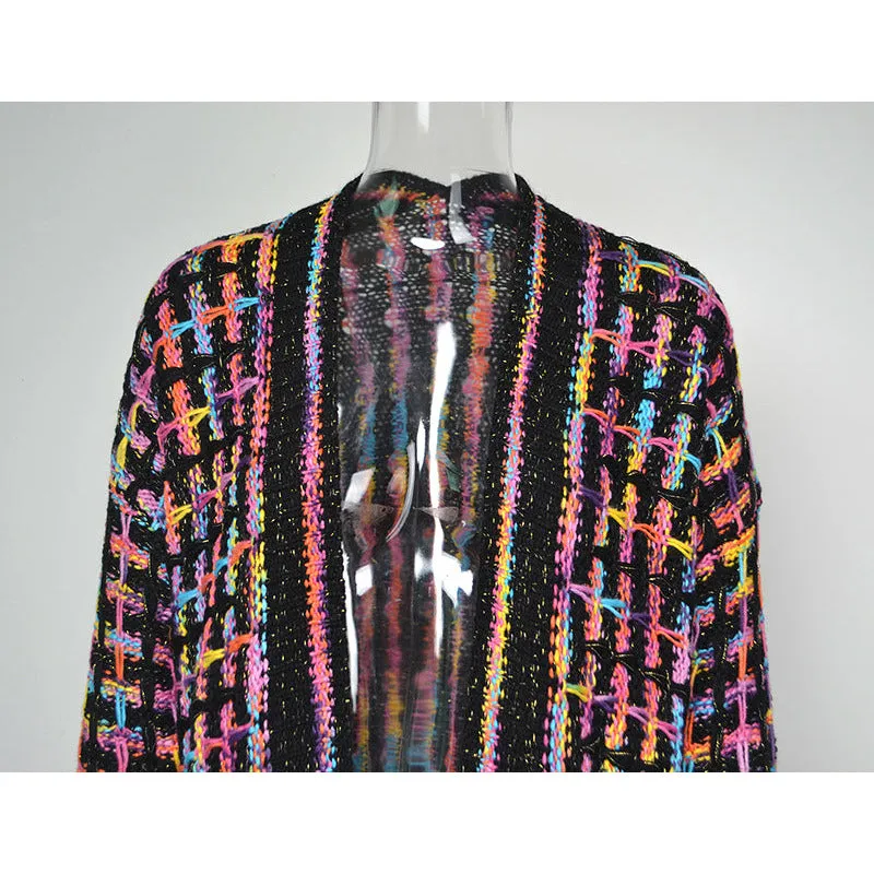 Fringe Multicolor Knitted Cardigan