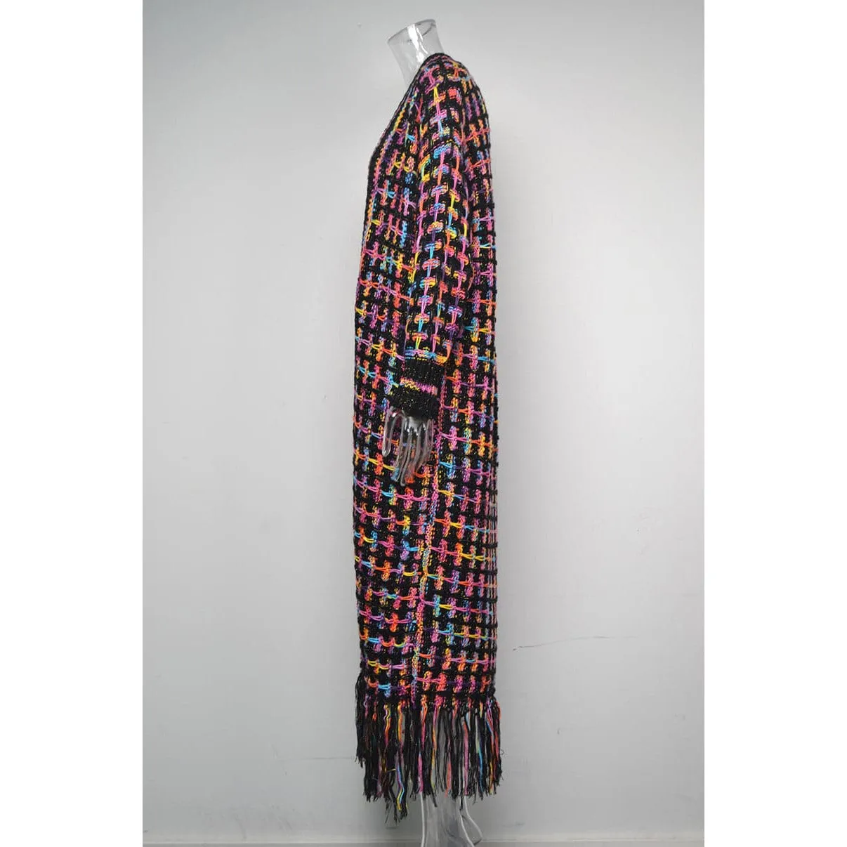 Fringe Multicolor Knitted Cardigan