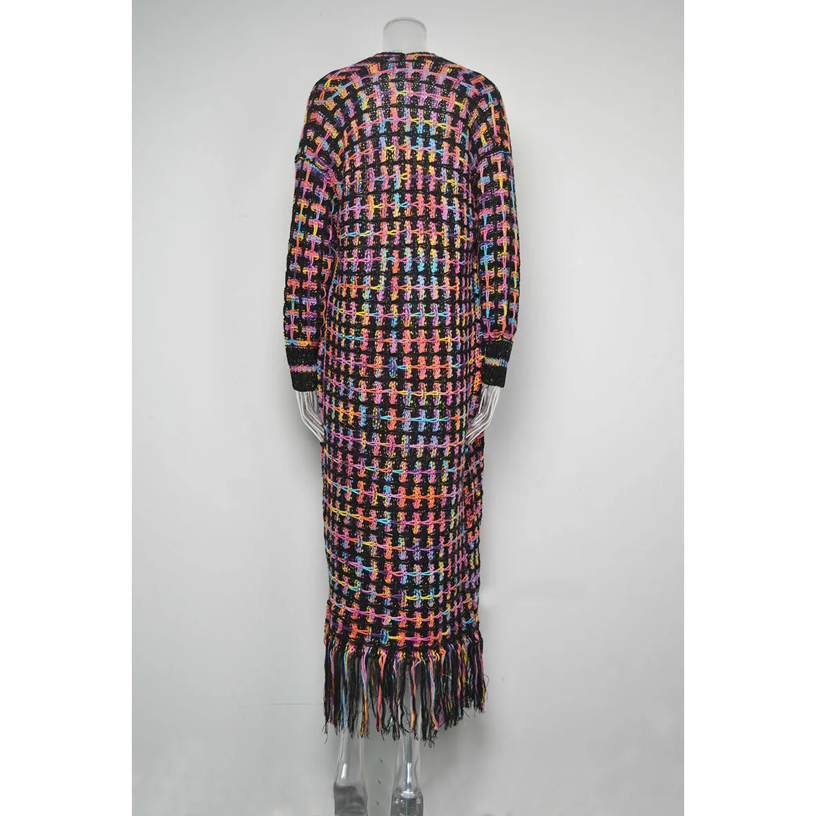 Fringe Multicolor Knitted Cardigan