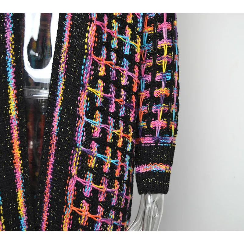 Fringe Multicolor Knitted Cardigan