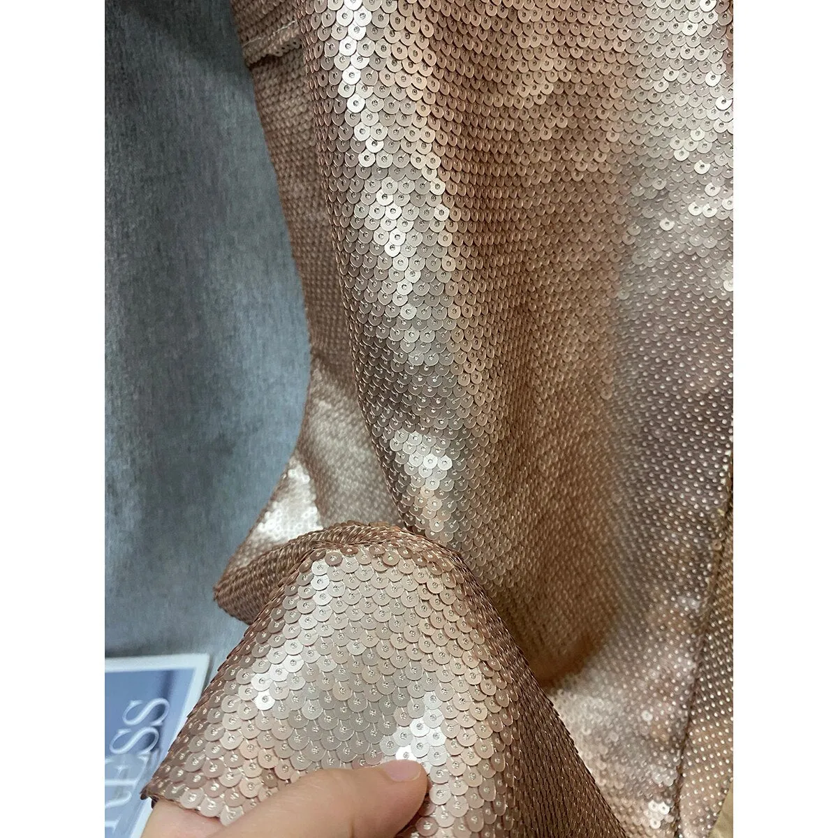 Gold Sequins Medium Length Windbreaker Coat Female Long Sleeve Luxury Elegant Runway