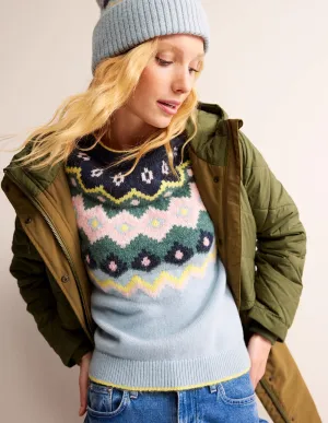 Hettie Fluffy Fair Isle Jumper-Green Smoke Fair Isle