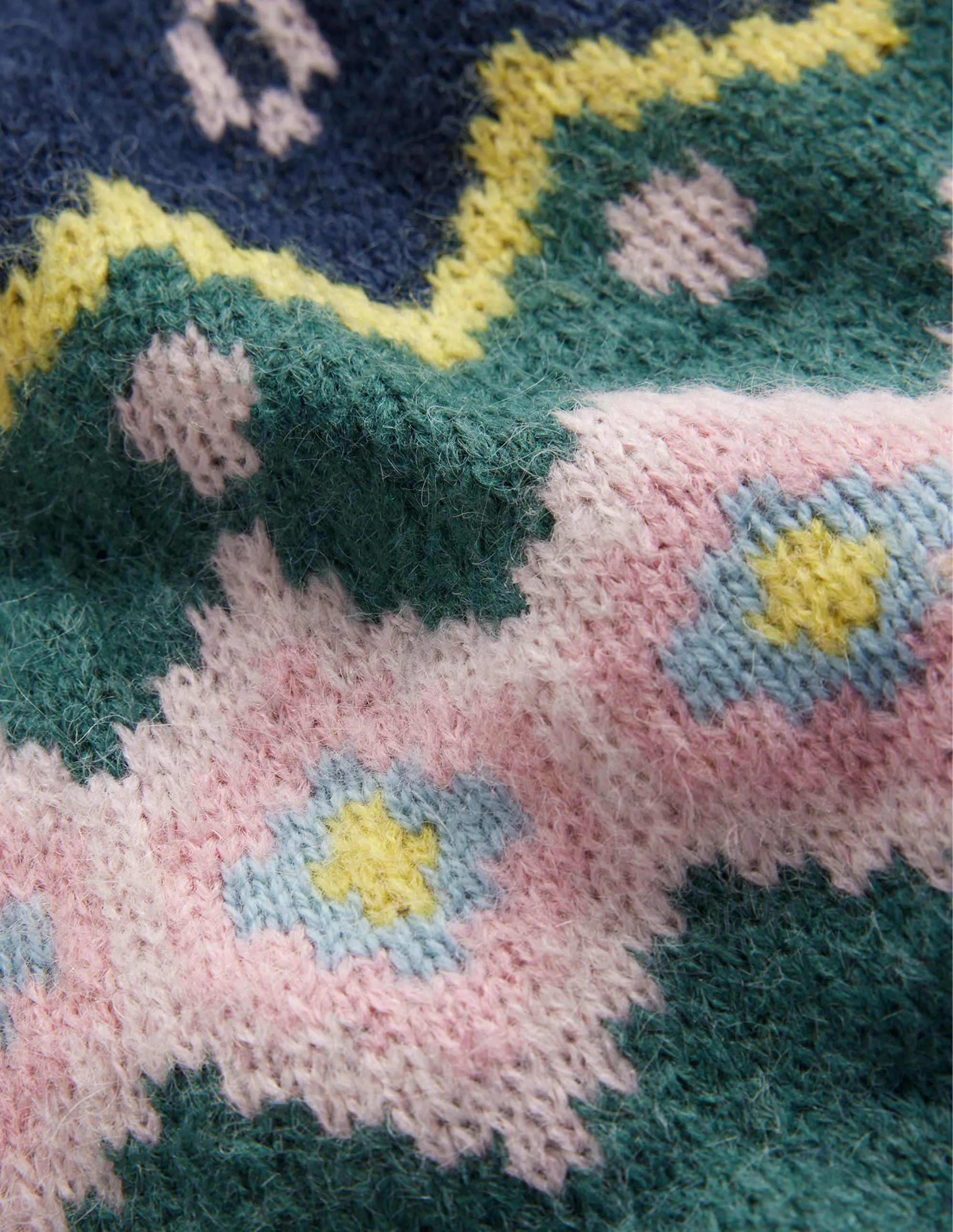 Hettie Fluffy Fair Isle Jumper-Green Smoke Fair Isle