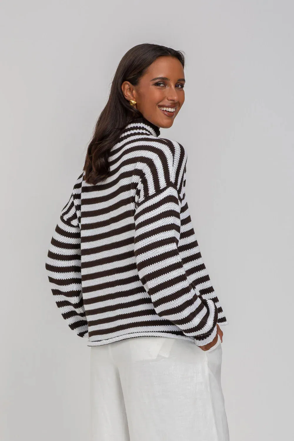 Hold Me Back Jumper / Choc-Ivory Stripe