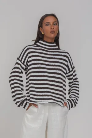 Hold Me Back Jumper / Choc-Ivory Stripe