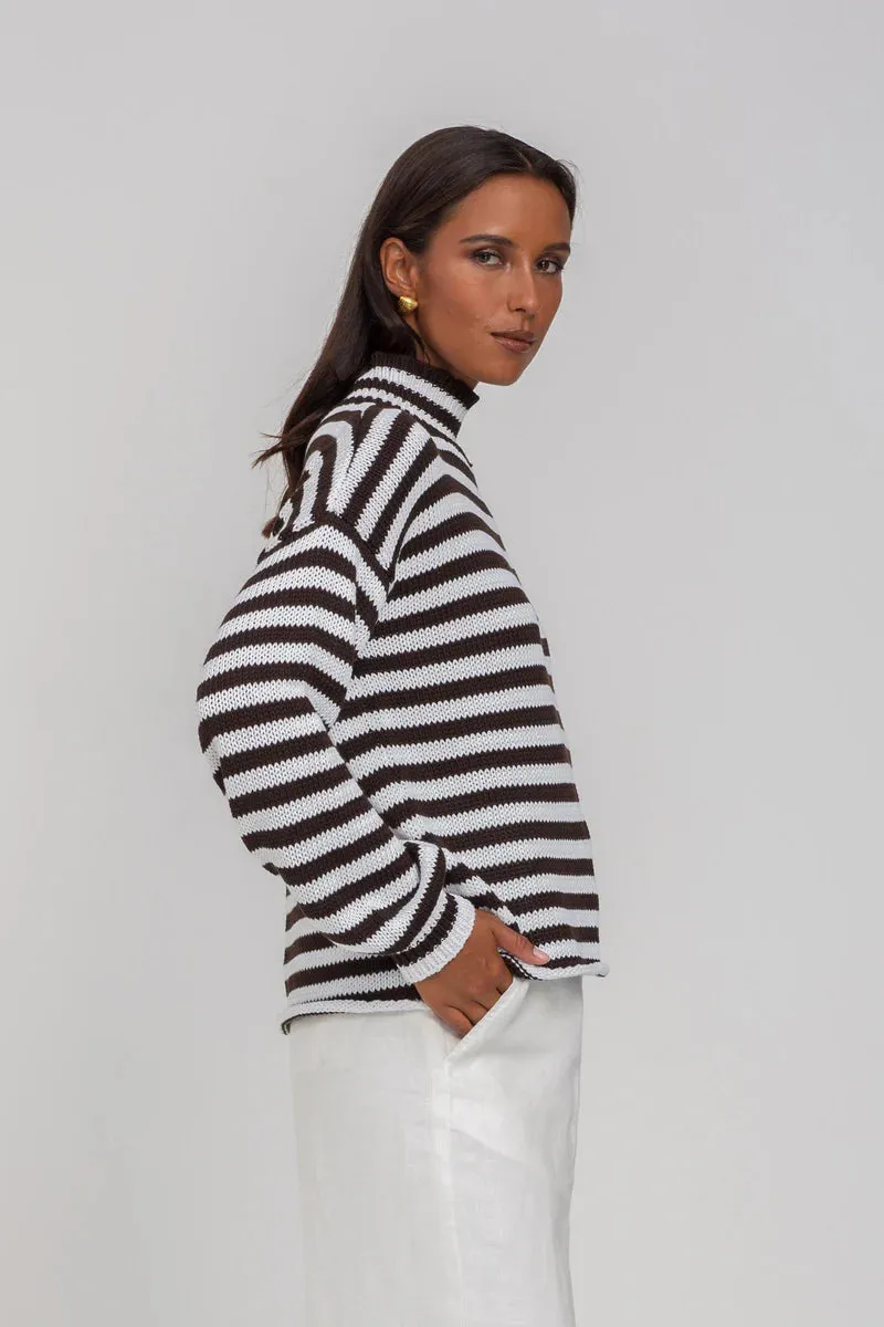 Hold Me Back Jumper / Choc-Ivory Stripe