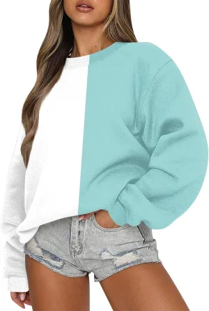 HTHLVMD Womens Sweatshirts Long Sleeve Crewneck Casual Striped Pullover Sweatshirts 2024 Outfits Fall Clothes for Women