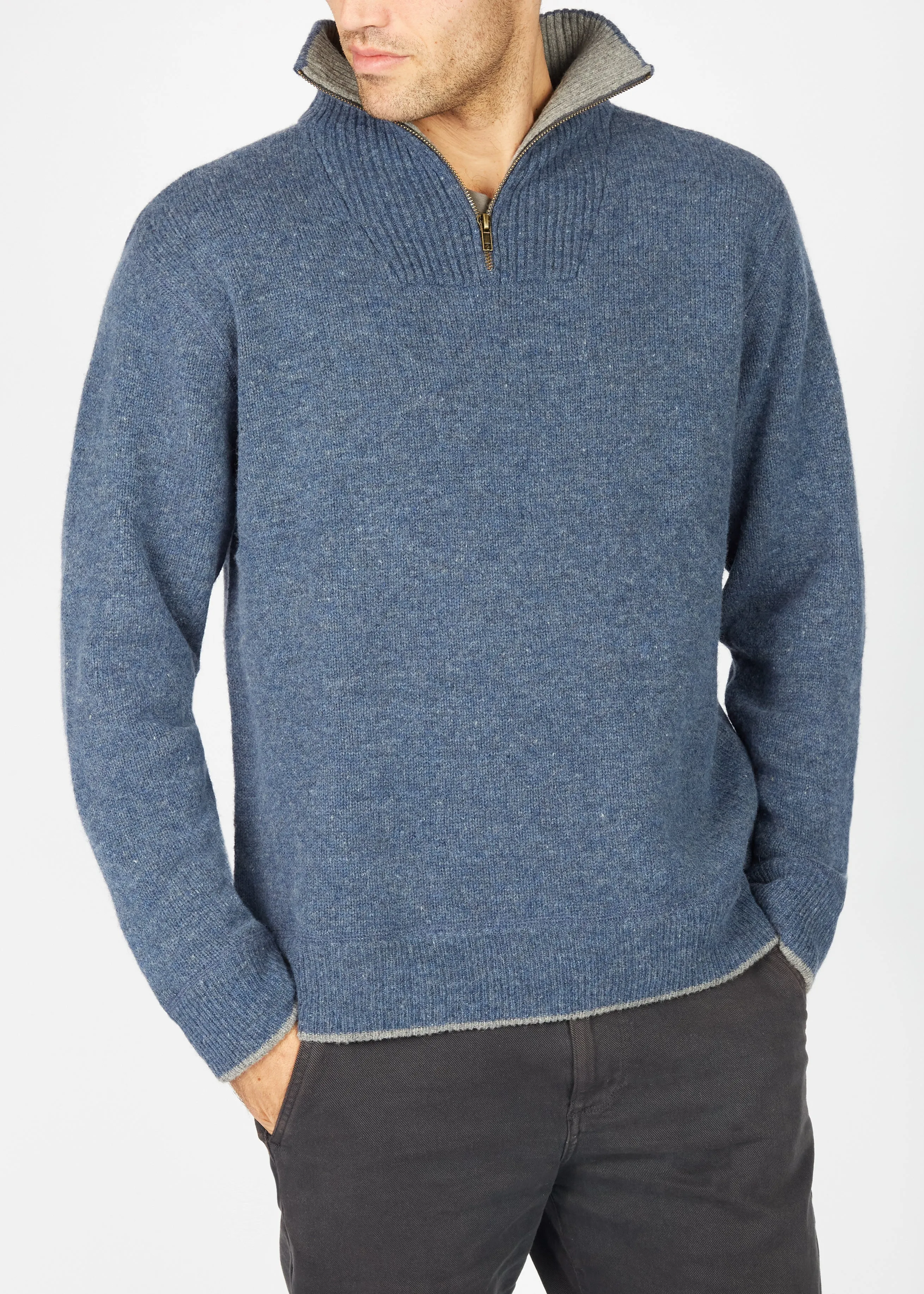 IrelandsEye Men's Zip Sweater | Blue Stone