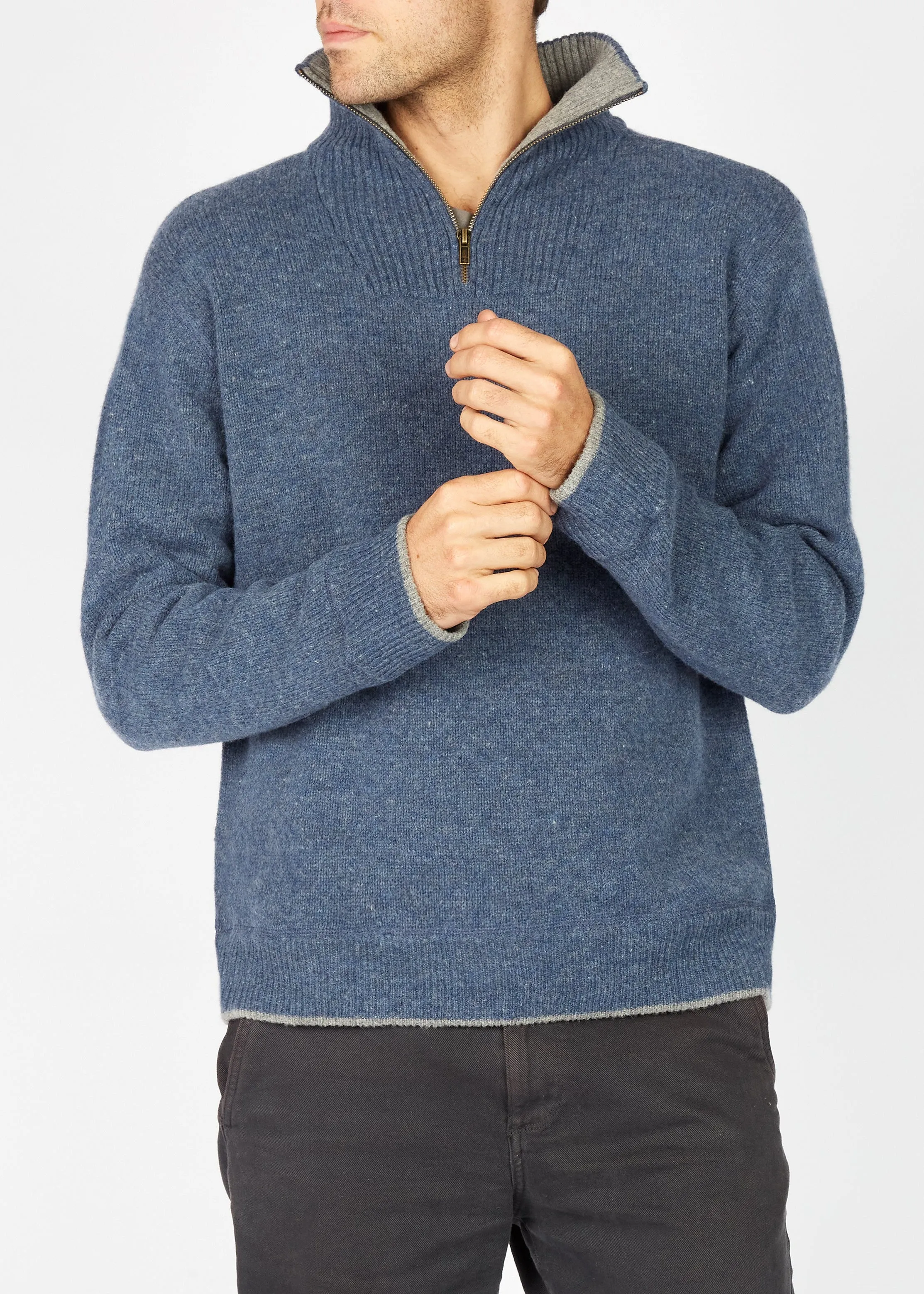 IrelandsEye Men's Zip Sweater | Blue Stone