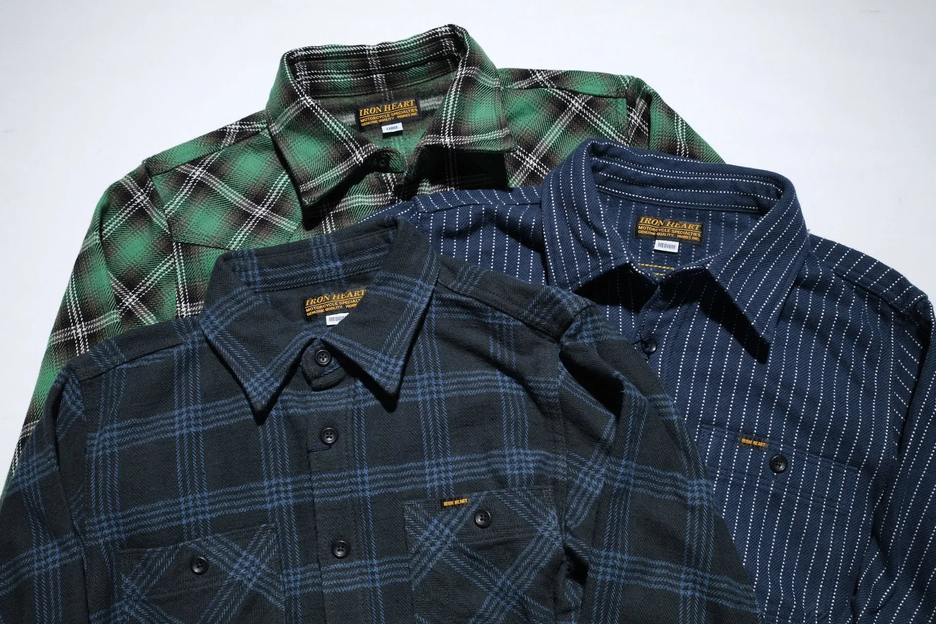 Iron Heart Ultra-Heavyweight "Slubby" Flannel Classic Check Work Shirt (Sumi Black)