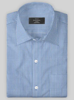Italian Lombardo Mini Gingham Yale Blue Checks Shirt