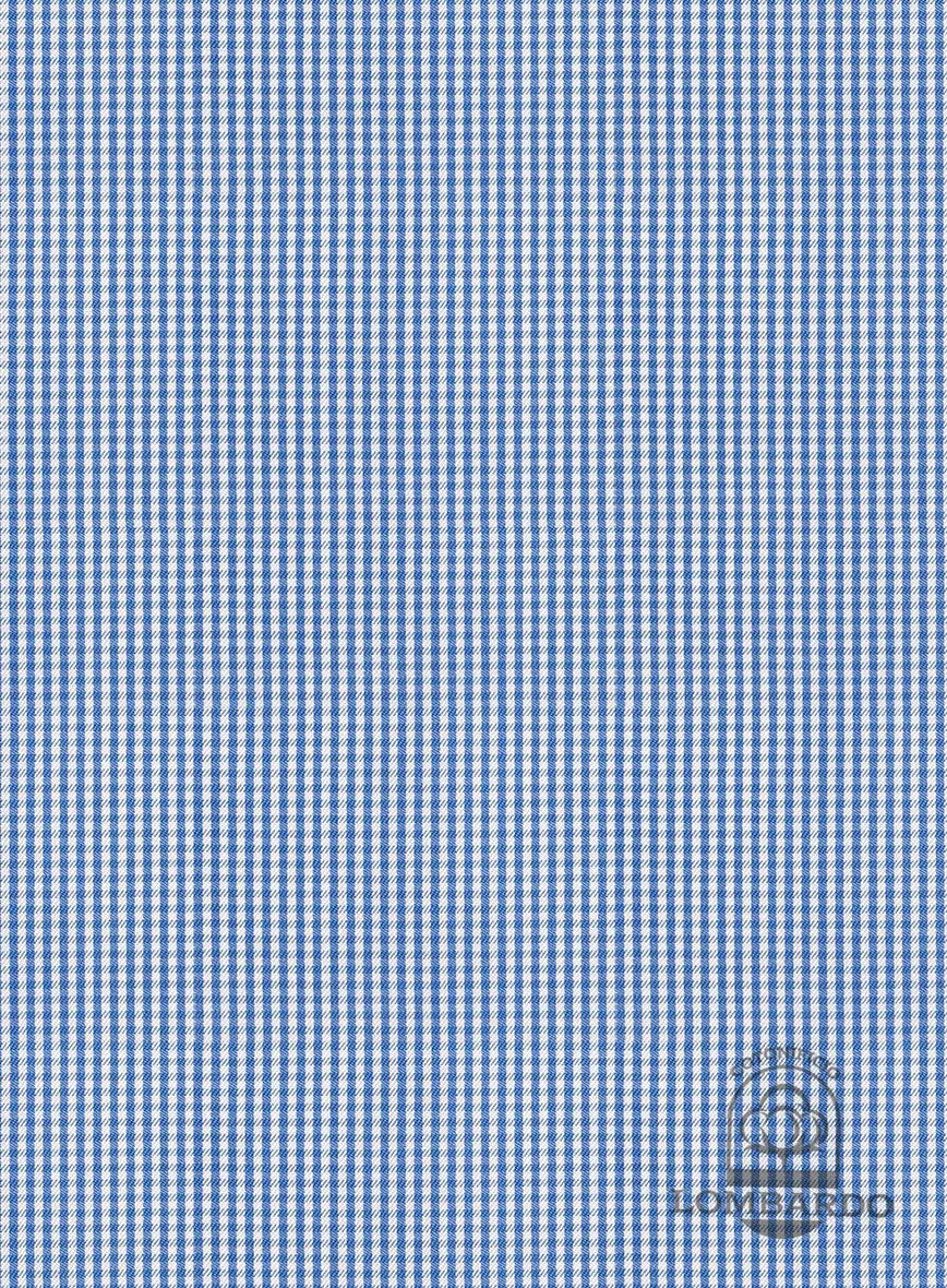 Italian Lombardo Mini Gingham Yale Blue Checks Shirt
