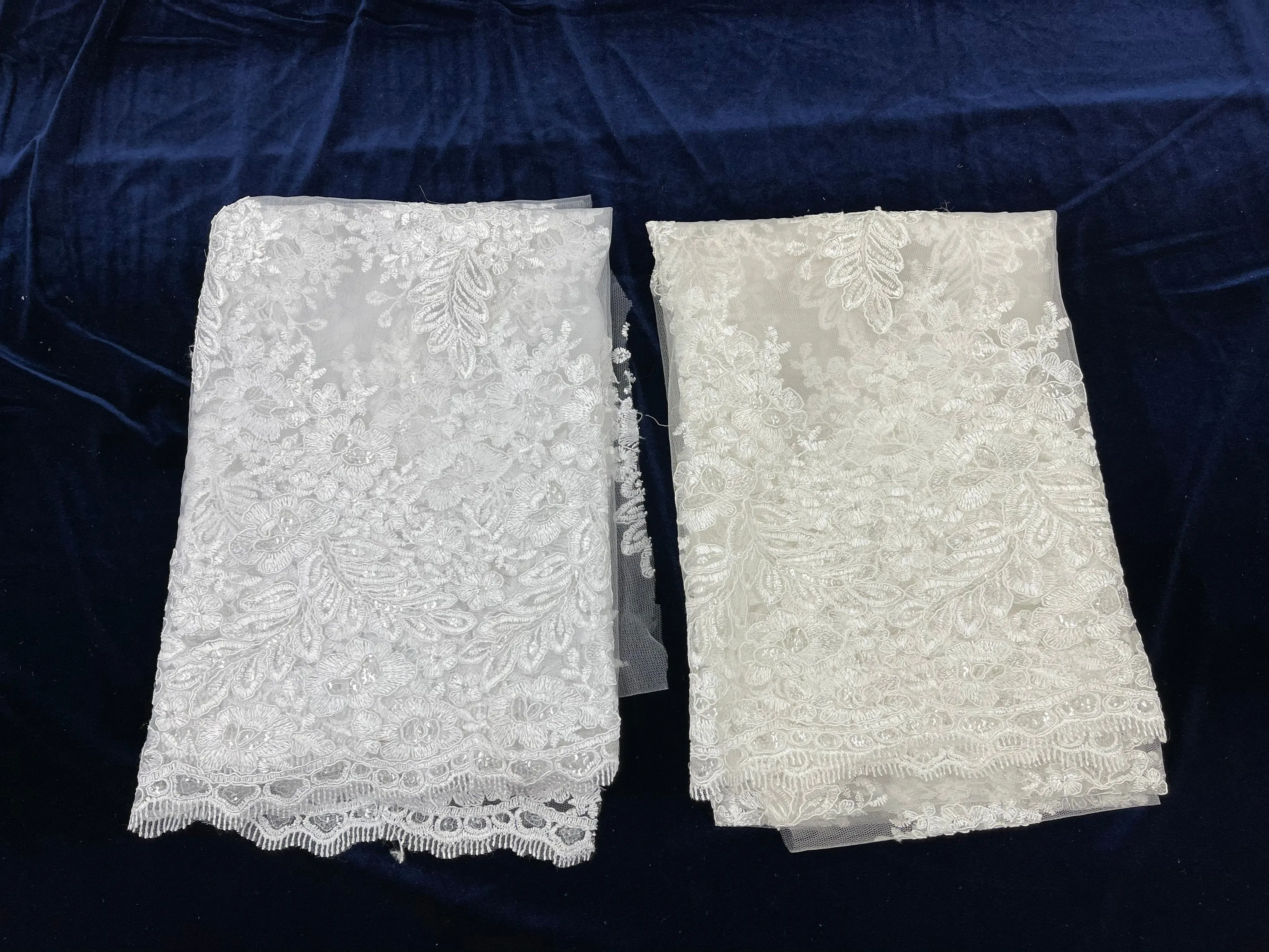 Ivory Lace - Floral Lace Fabric, Embroidery With Sequins on a Mesh Lace Fabric By The Yard For Gown, Wedding-Bridal (Choose The Quantity)