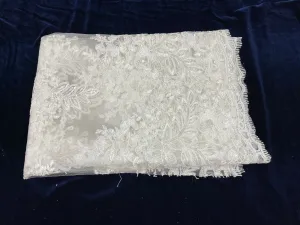 Ivory Lace - Floral Lace Fabric, Embroidery With Sequins on a Mesh Lace Fabric By The Yard For Gown, Wedding-Bridal (Choose The Quantity)