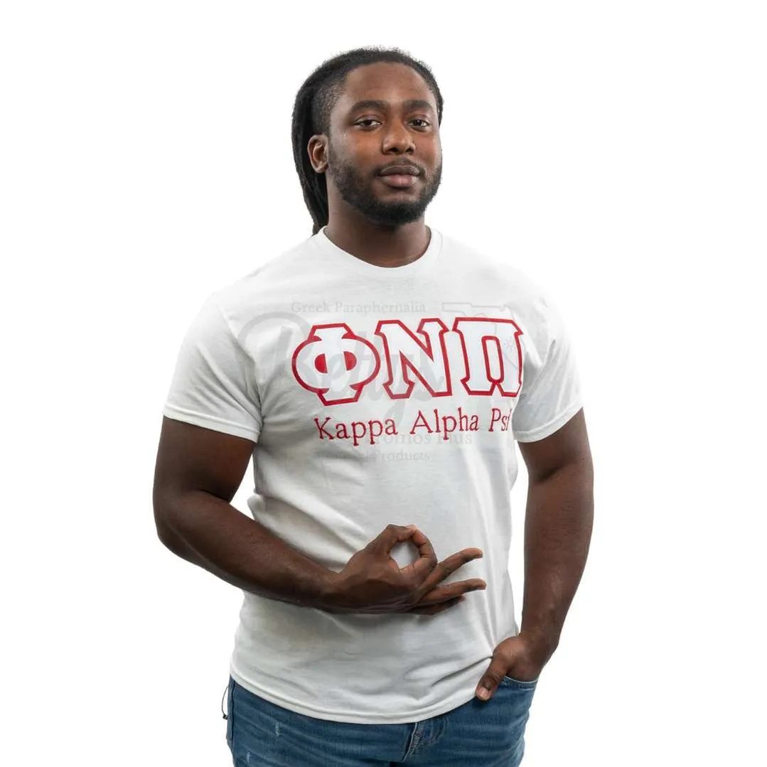 Kappa Alpha Psi ΚΑΨ ΦΝΠ Double Stitched Appliqué Embroidered Line T-Shirt