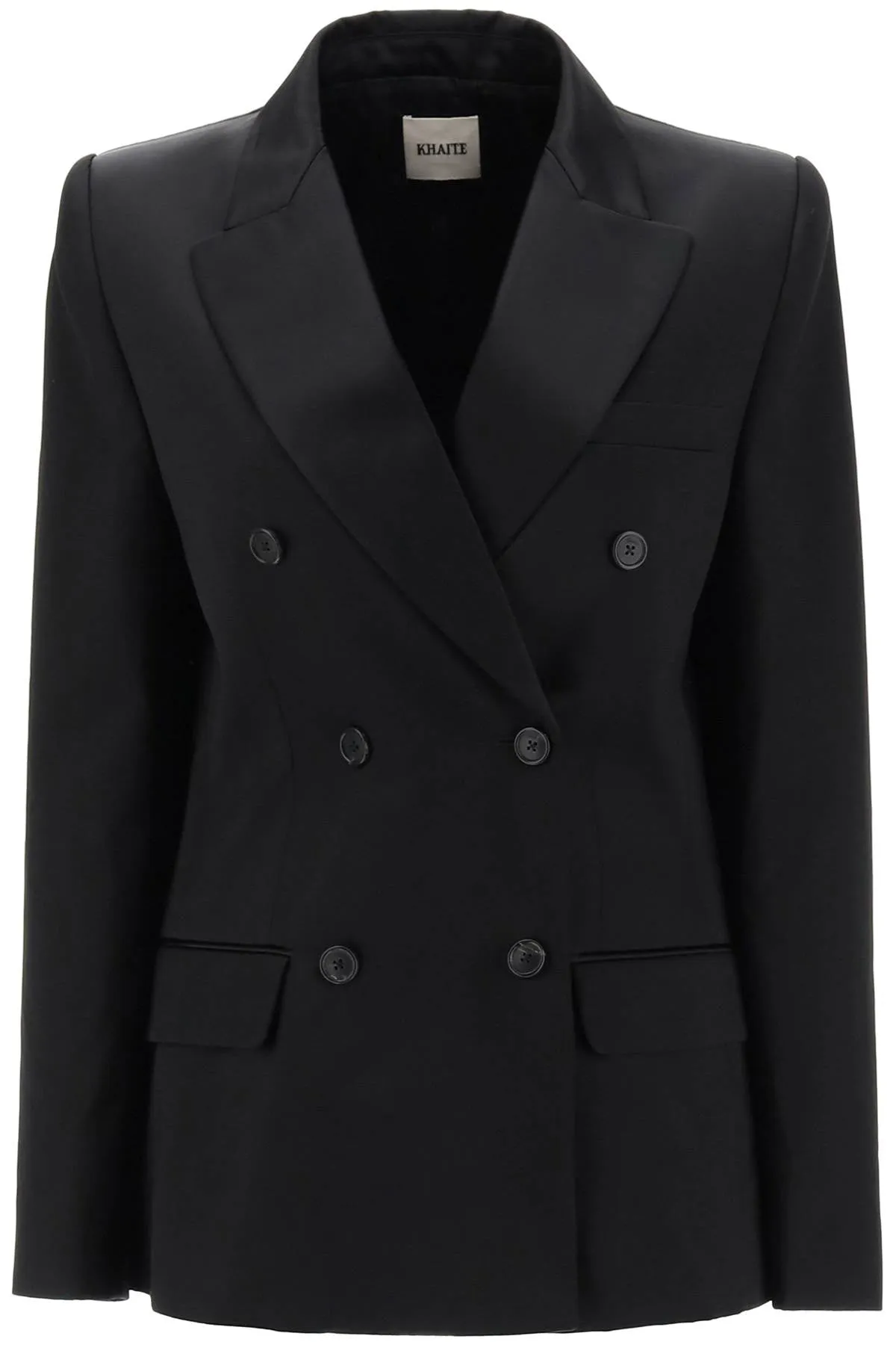 Khaite 'nathan' double-breasted satin blazer