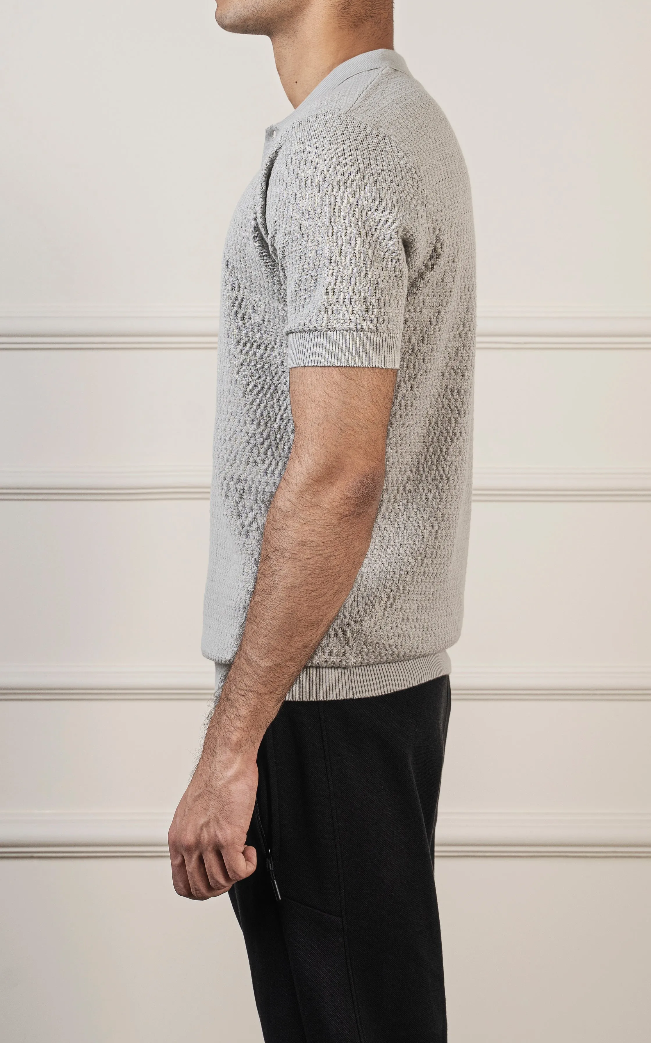 KNITTED POLO ASH GREY