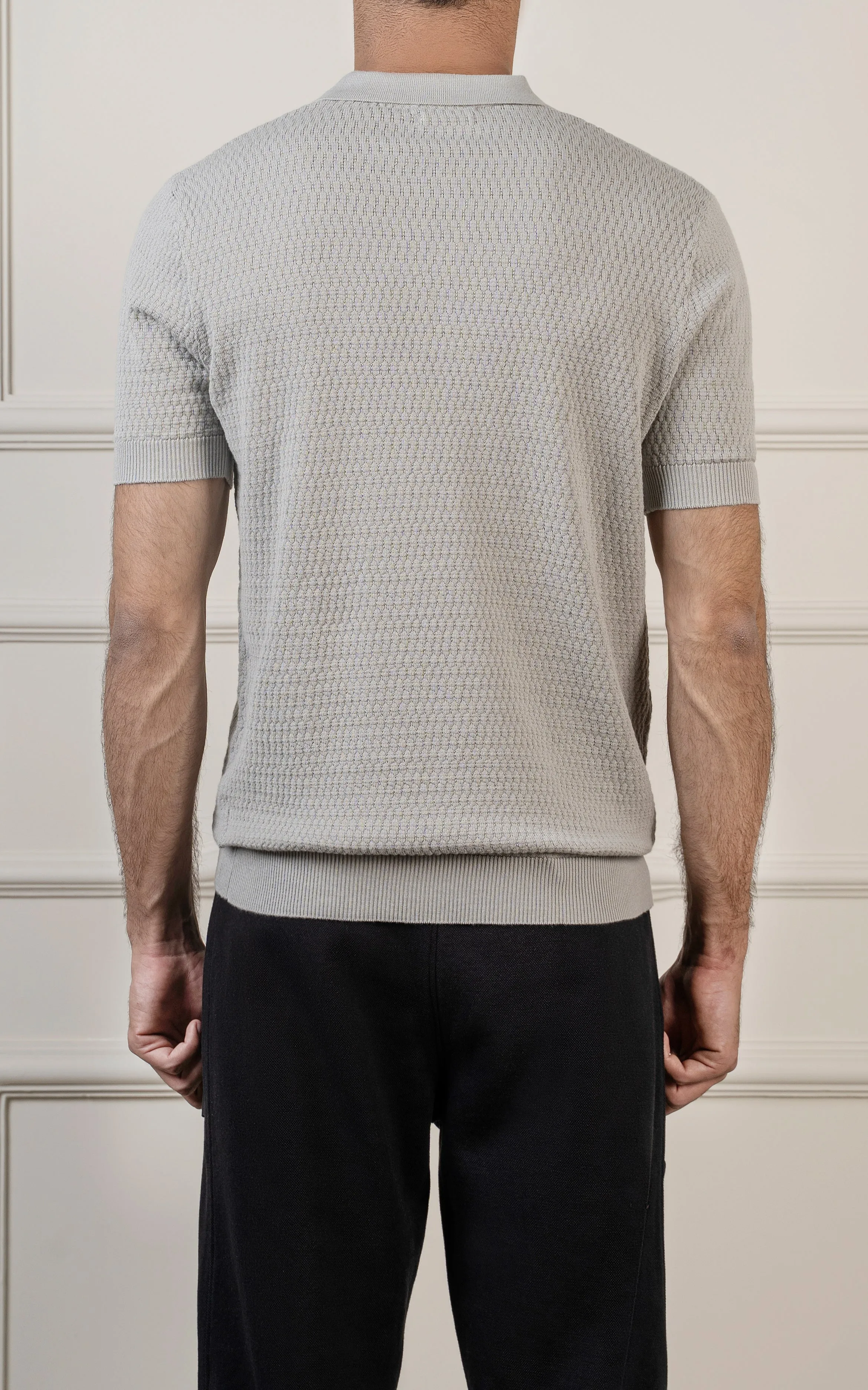 KNITTED POLO ASH GREY